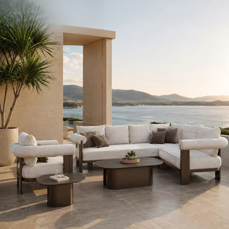 Outdoor Furniture L Shape - # Luxuriöses Villa-Sofa-Set, modernes Aluminium-L-förmiges Outdoor-Set,