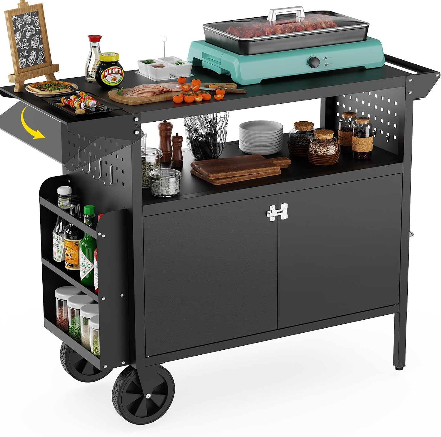 Outdoor Furniture With Storage - Outdoor-Grillwagen mit Stauraum, Kücheninsel mit Rädern,