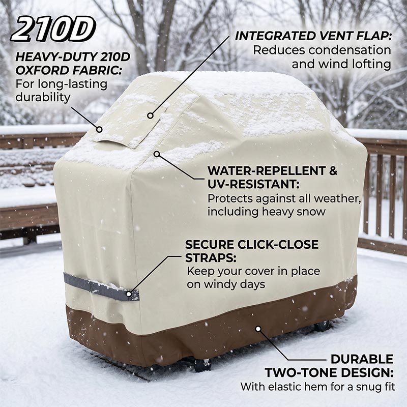 Outdoor Furniture Protector - 210D BBQ Beige Grillabdeckung für Gasgrills