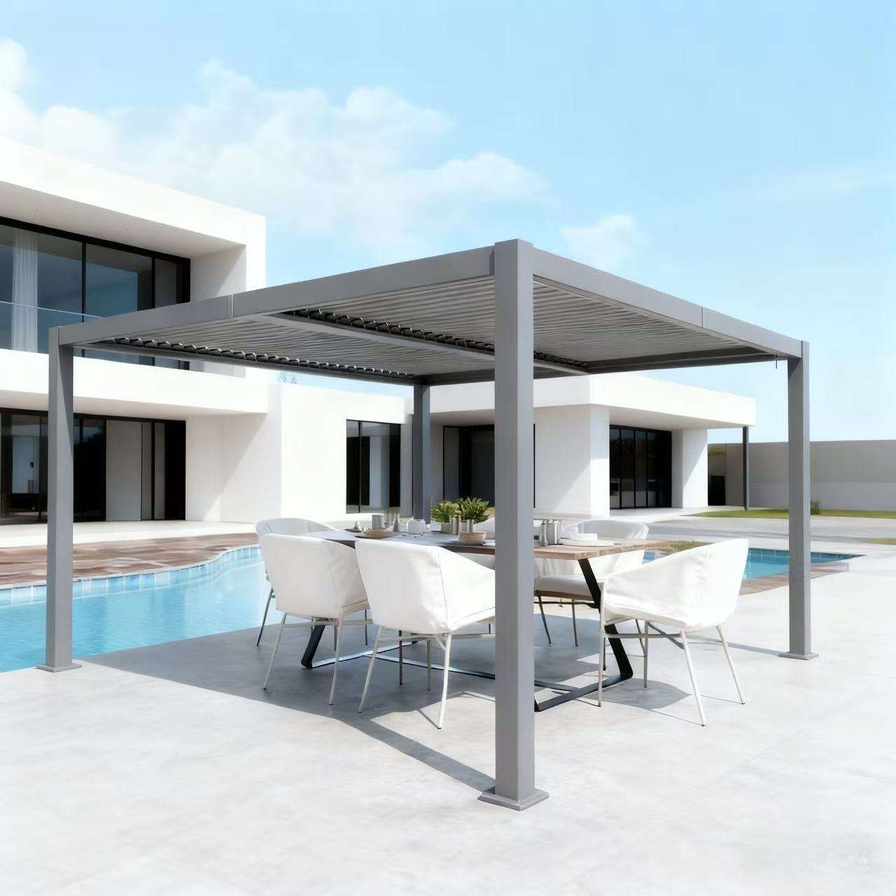 Outdoor Furniture Metal - Villa Fashion Outdoor Sonnenschutz-Pavillon Freizeit-Schwimmbad Aluminium-Legierung