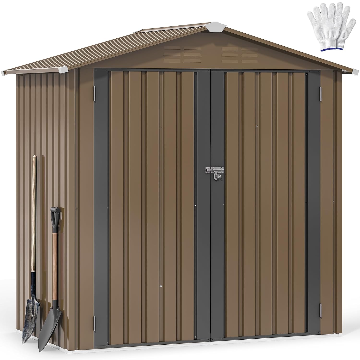 Outdoor Furniture With Storage - 6x4ft Metall-Gartenhaus, wasserdichter Geräteschuppen, robuste Aufbewahrungseinheit
