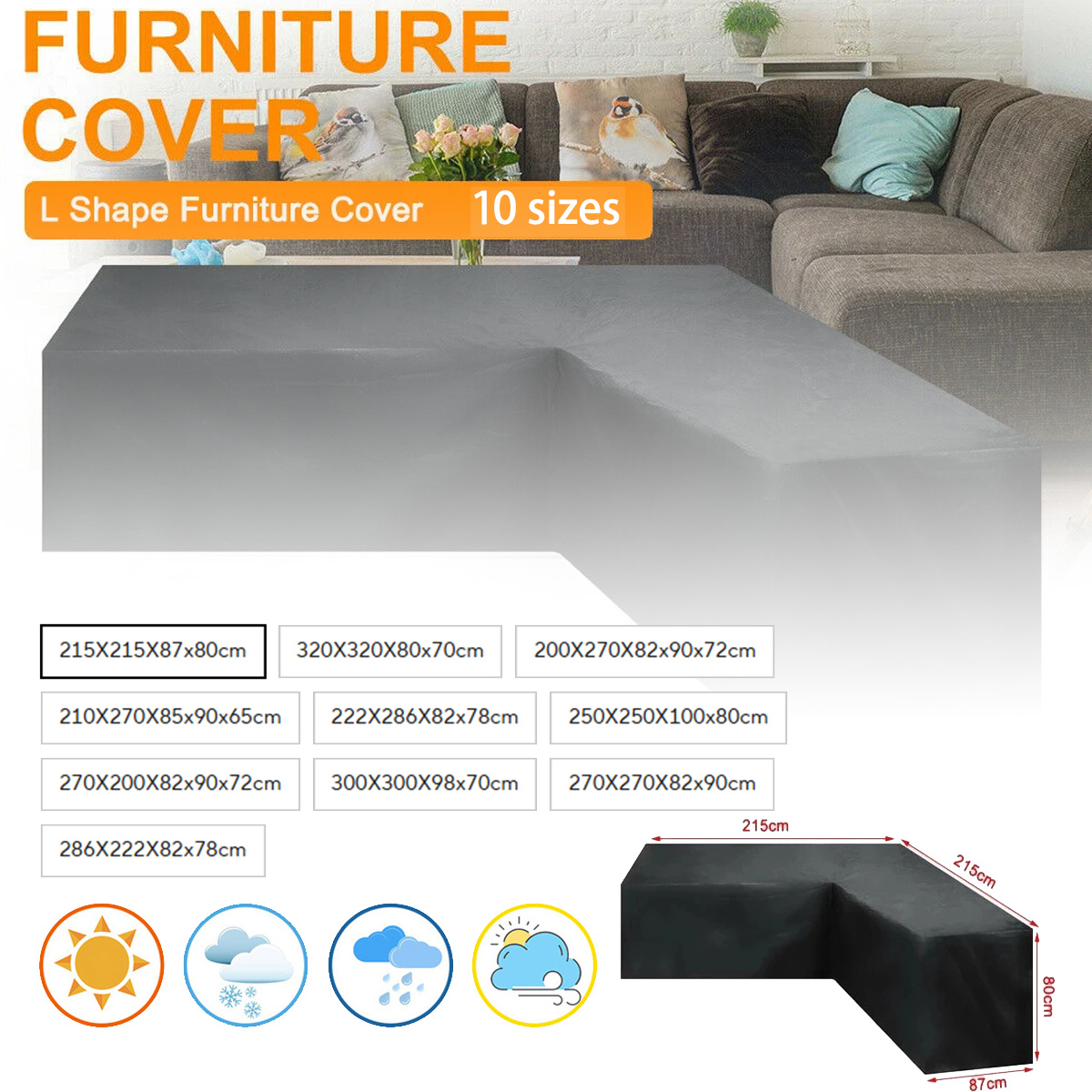 Outdoor Furniture L Shape - L-förmige Möbelabdeckung Wasserdicht für Garten und