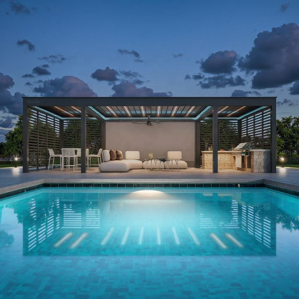 Outdoor Furniture Metal - Verschiedene Größen Aluminium-Legierung Rechteckige Pergola Freizeit-Schwimmbad