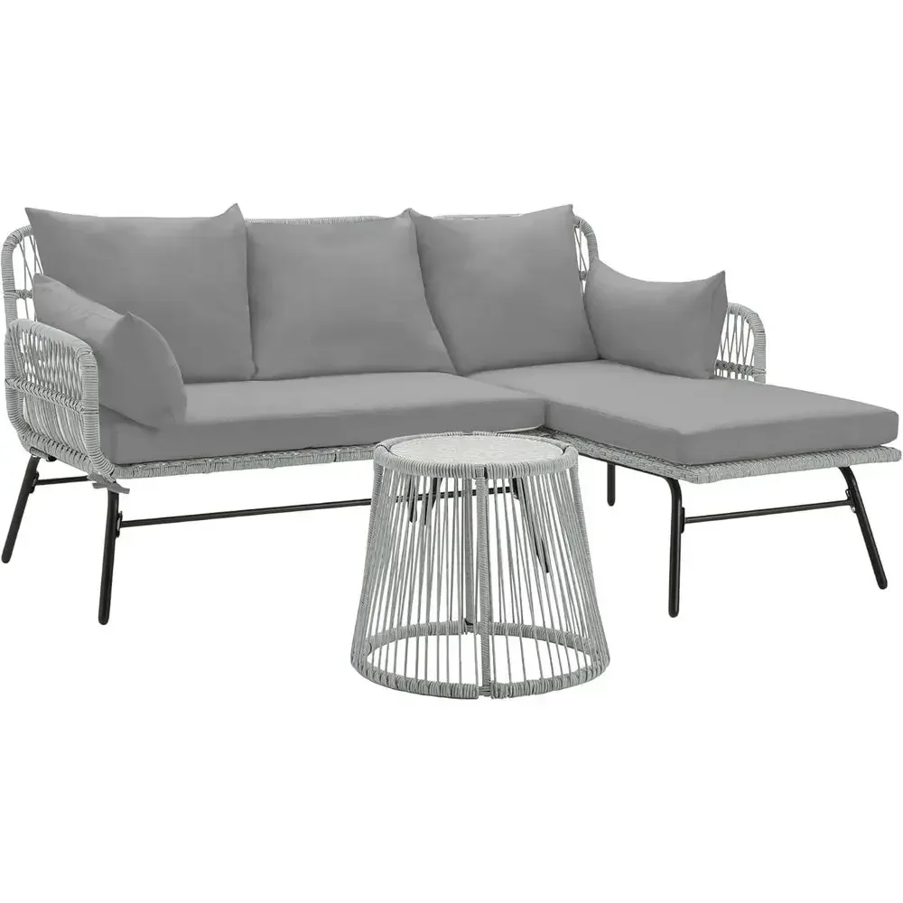 Graues L-förmiges Terrassenmöb – Outdoor Furniture L Shape Bewertung und Preis