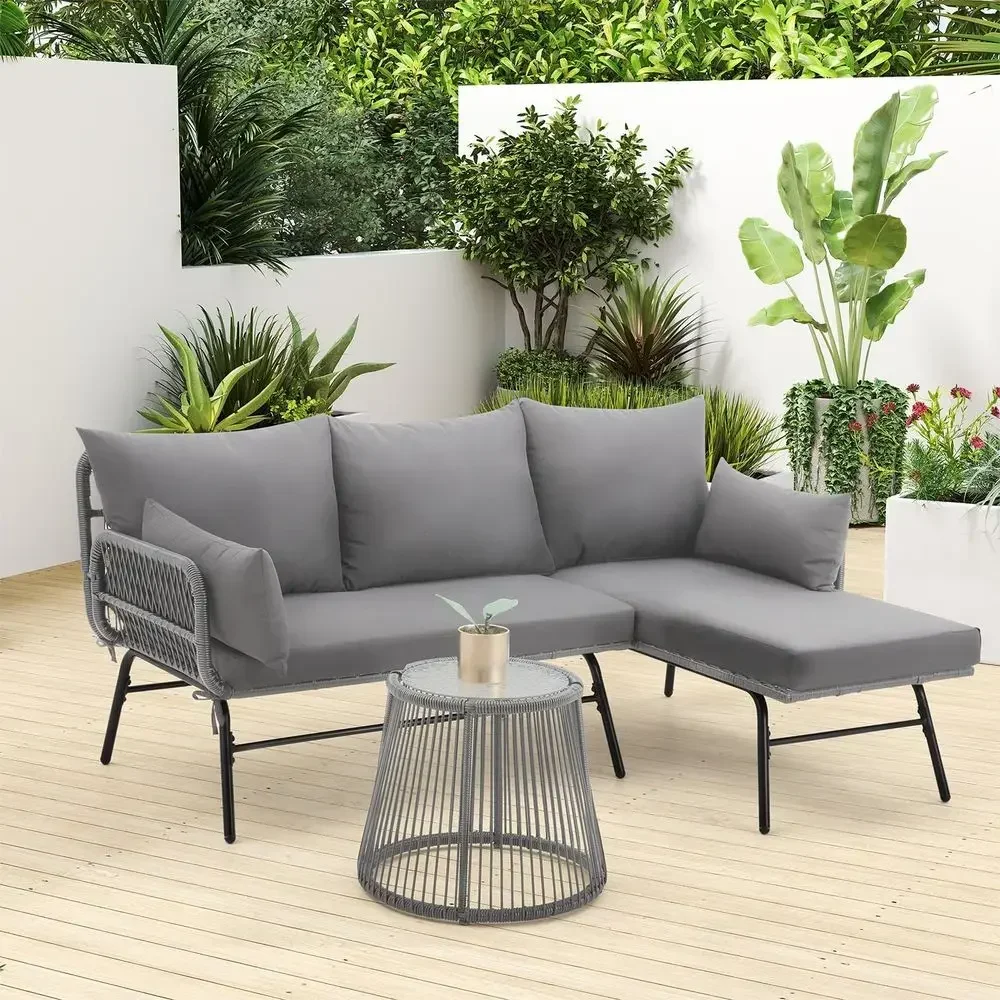 Graues L-förmiges Terrassenmöb – Outdoor Furniture L Shape Bewertung und Preis