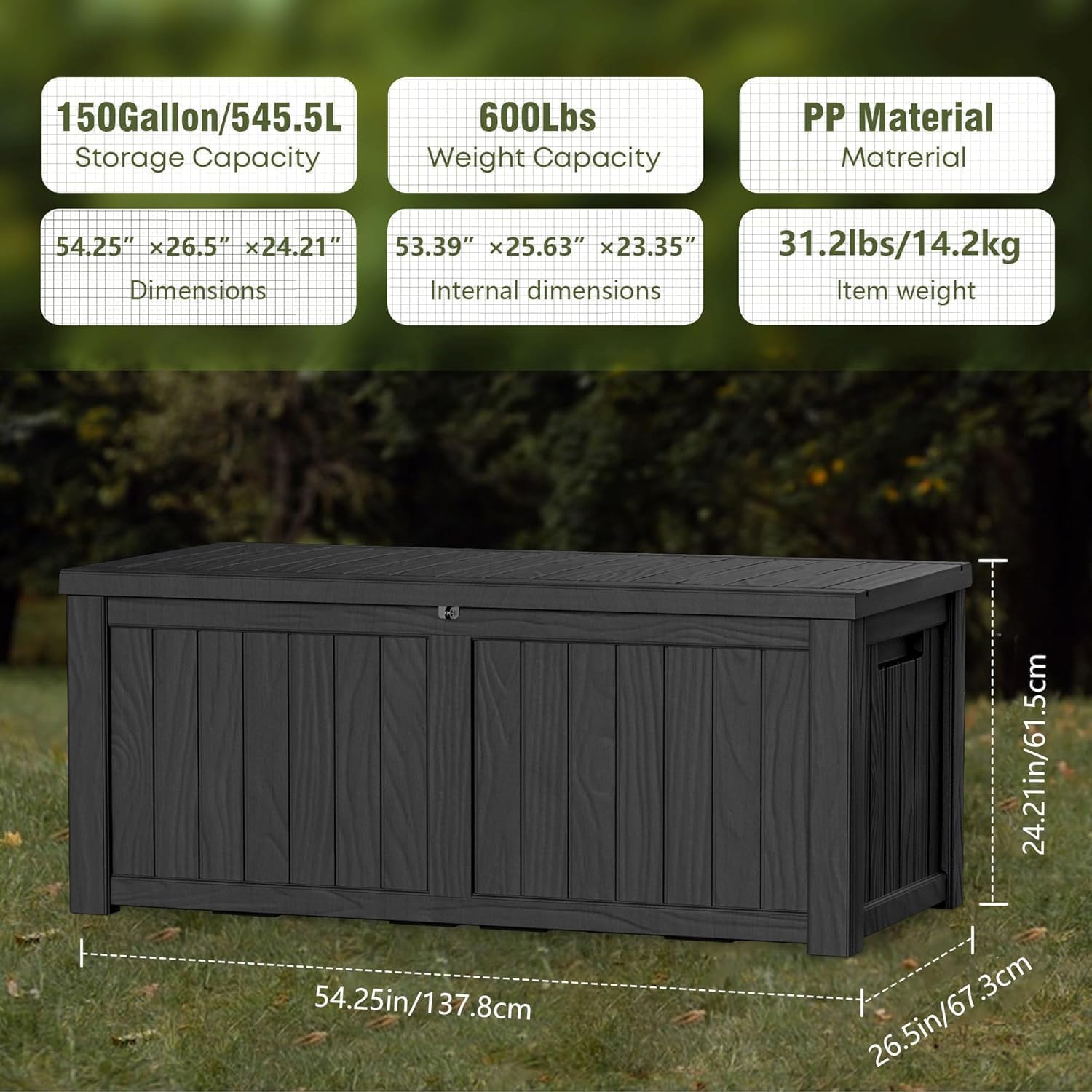 150 Gallonen Outdoor-Aufbewahr – Outdoor Furniture With Storage For Cushions Bewertung und Preis