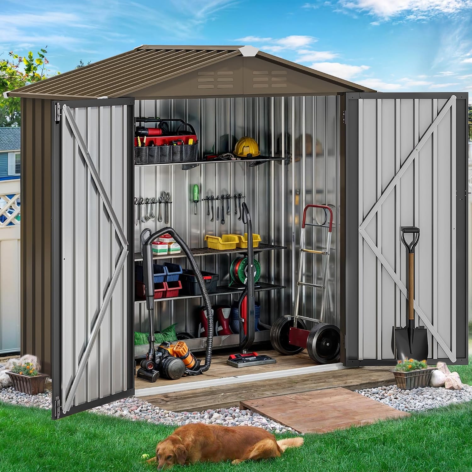 6x4ft Metall-Gartenhaus, wasse – Outdoor Furniture With Storage Bewertung und Preis