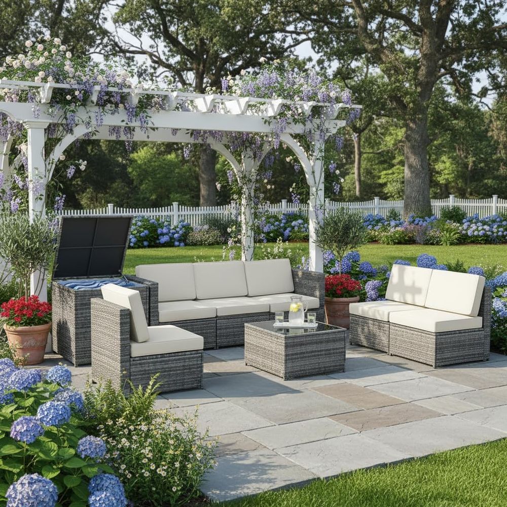 8-teiliges Gartenmöbel-Set aus – Outdoor Furniture With Storage For Cushions Bewertung und Preis