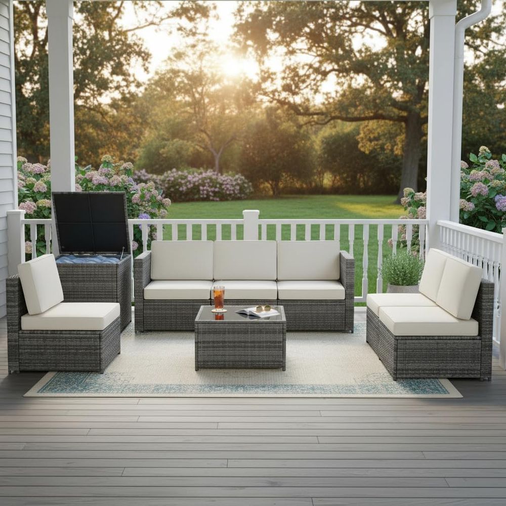 8-teiliges Gartenmöbel-Set aus – Outdoor Furniture With Storage For Cushions Bewertung und Preis