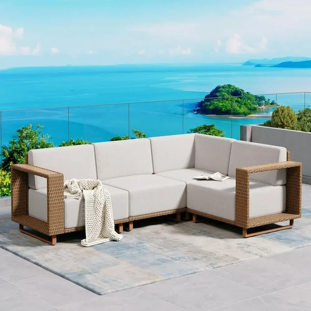 L-förmiges Outdoor-Sofa mit 10 – Outdoor Furniture L Shape Bewertung und Preis