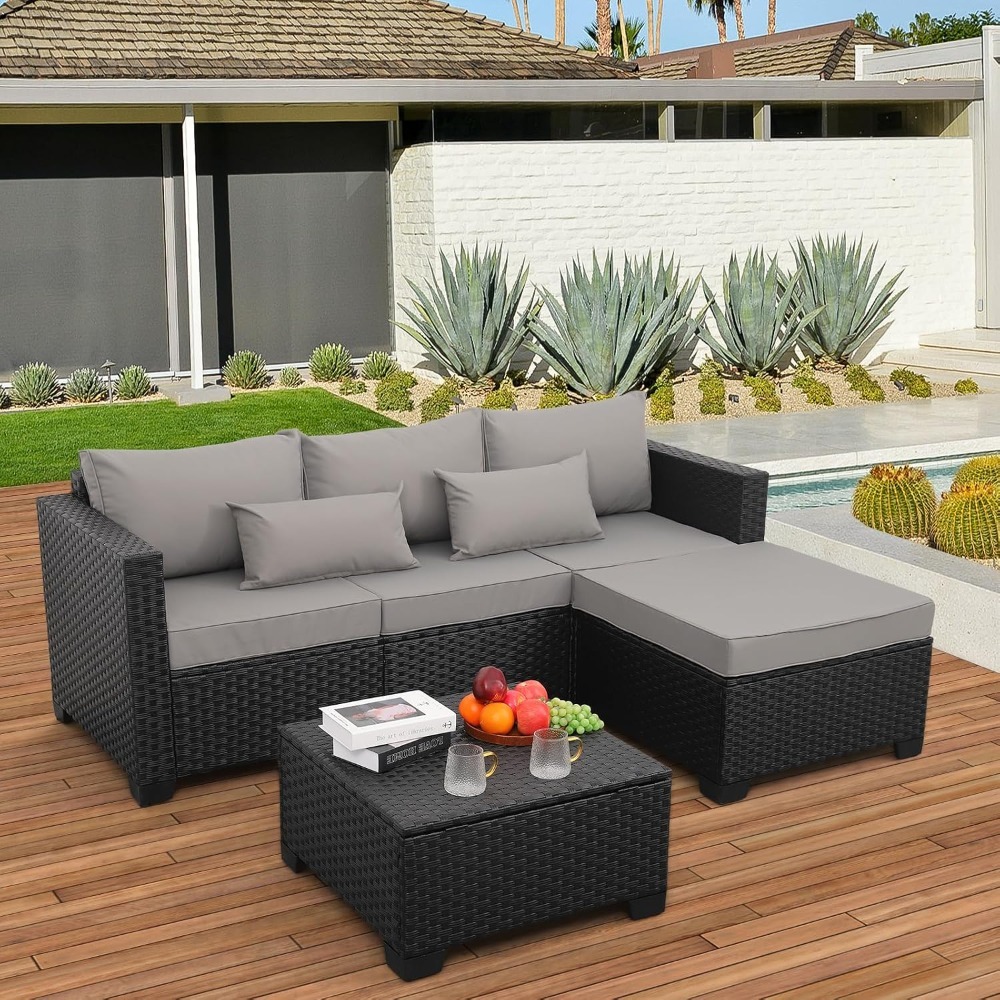 3-teiliges Outdoor-Rattan-Sofa – Outdoor Furniture With Storage For Cushions Bewertung und Preis