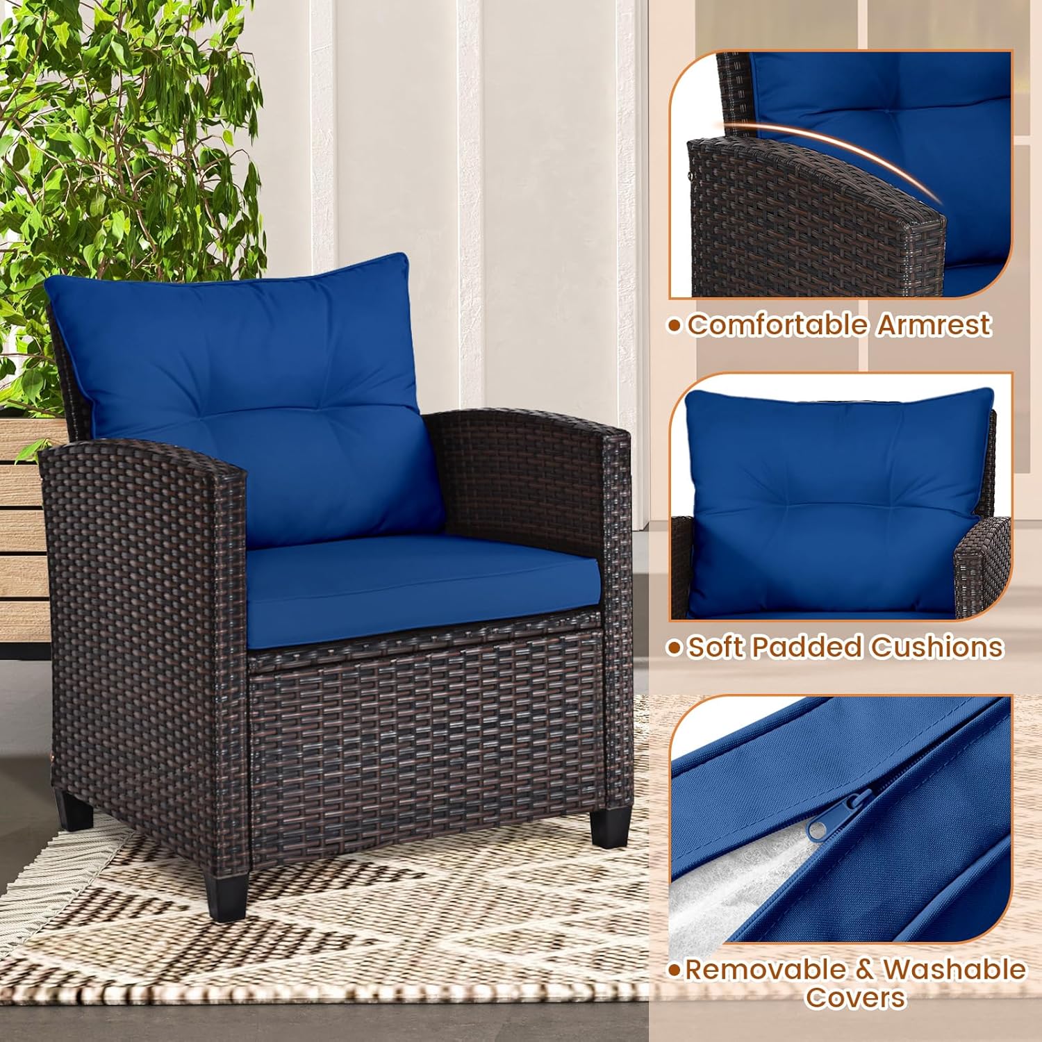 Marineblaues 3-teiliges Bistro – Outdoor Furniture Cushion Bewertung und Preis